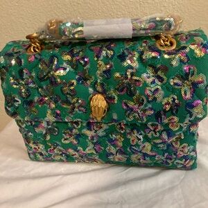 Low Start Kurt Geiger Green Floral Sequin Shoulder Bag